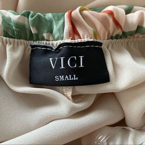 VICI-TROPICAL Leaf Print High Low Summer Skirt (Size:Small) - Picture 9 of 9